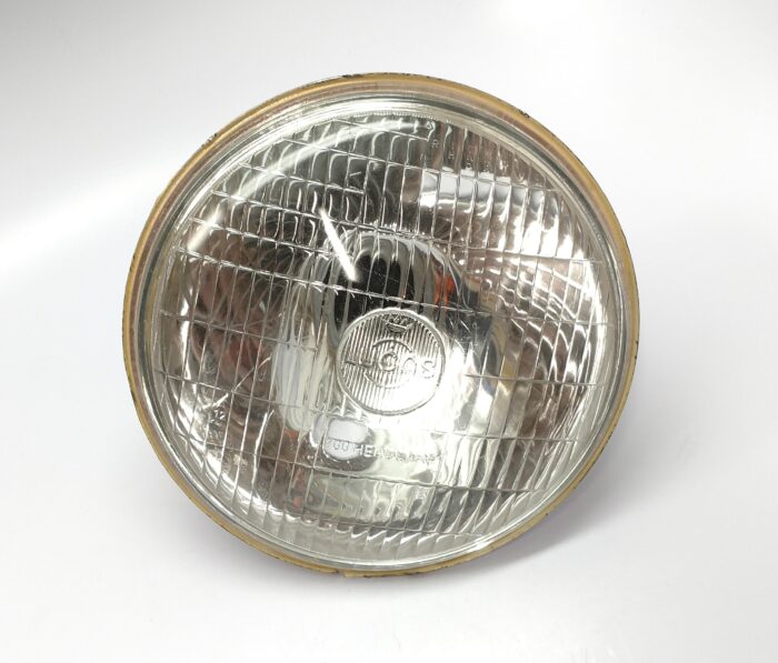 516812 - 7" Reflector Unit - With Logo & Pilot Bulb Hole - New Lucas Reproduction