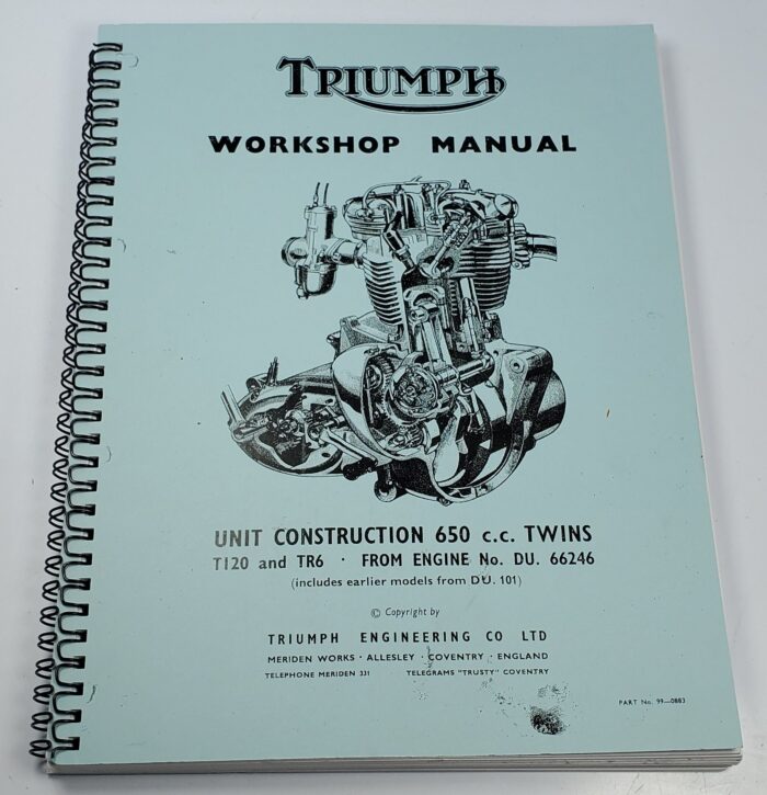 Triumph 650cc Unit Twins Service Manual / Workshop Manual - 1963-70 - Reprint