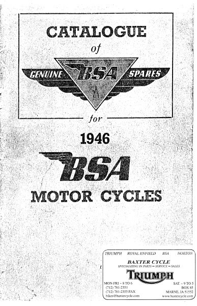 BSA Parts Book for all 1926 models PWBP04 