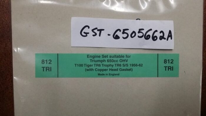 Engine Gasket Set - Triumph 650cc - T100 - TR6 Trophy - TR6 S/S - 1956-62 - Alloy Head - Image 2
