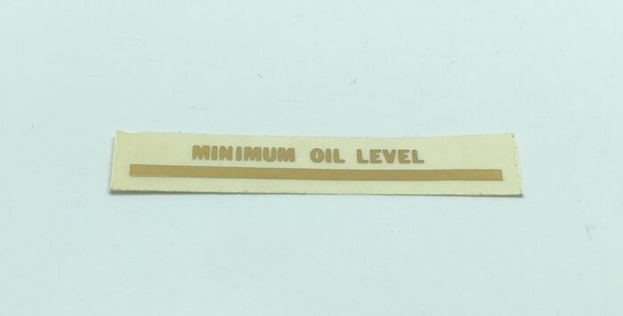 Triumph "Minimum Oil Level" Decal - Gold - 2-1/8" x 1/4"