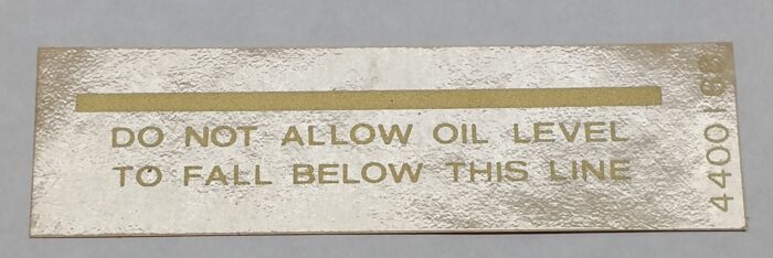 Matchless Oil Level Information Decal