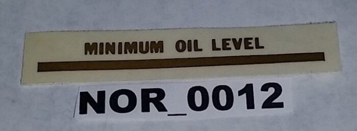 Norton "Minimum Oil Level" Decal - Gold