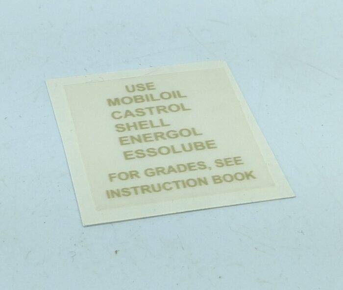 Norton Oil Type Instructions - Gold Lettering