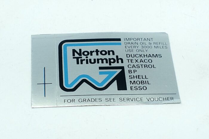 "Norton/Triumph Recommended" Oil Types Decal