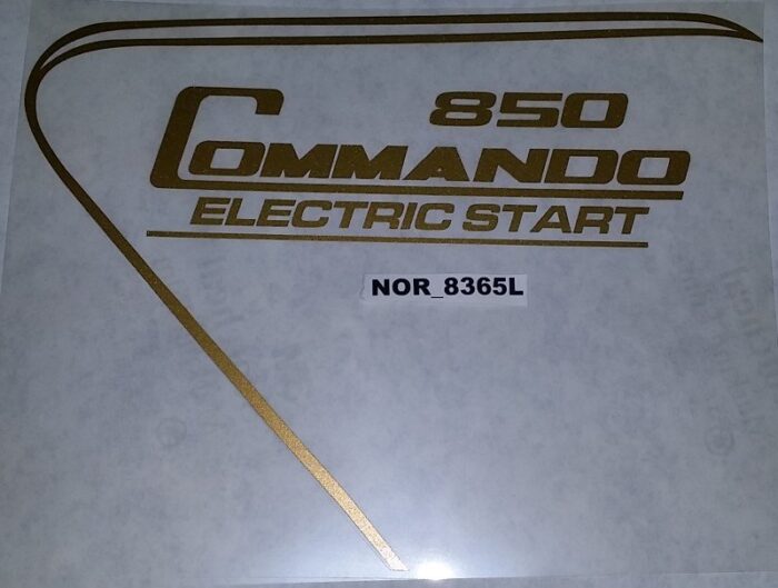 Norton 850 Commando Electric Start Side Cover Decal - Left Hand - Gold