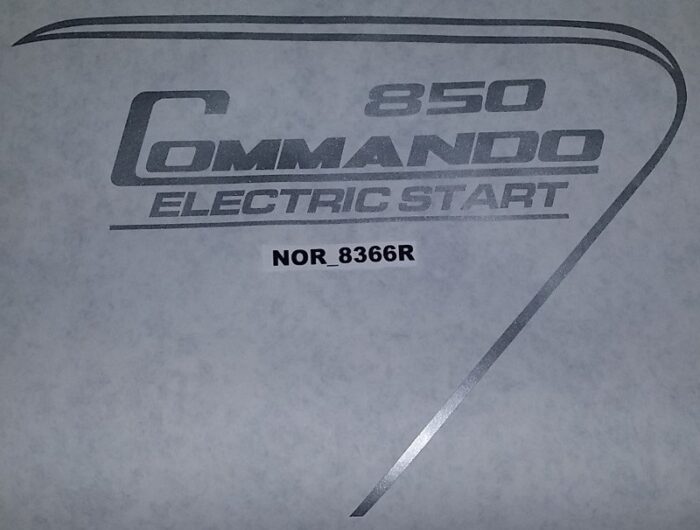 Norton 850 Commando Electric Start Decal - Side Cover - Silver - Right Hand