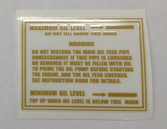 Velocette "Maximum & Minimum Oil Level" Information