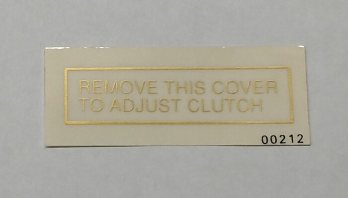 Velocette "Remove This Cover to Adjust" Clutch Decal