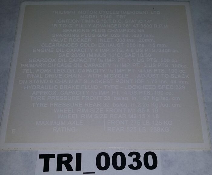 Triumph Seat Decal - T140E