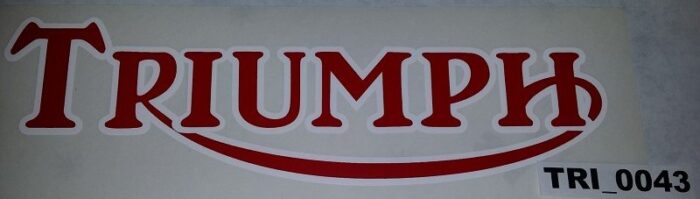 Triumph Logo Decal - Red with White Outline - 7-1/2" x 2-1/4"