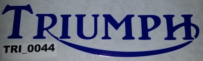 Triumph Logo Decal - Blue with White Outline - 7-1/2" x 2"