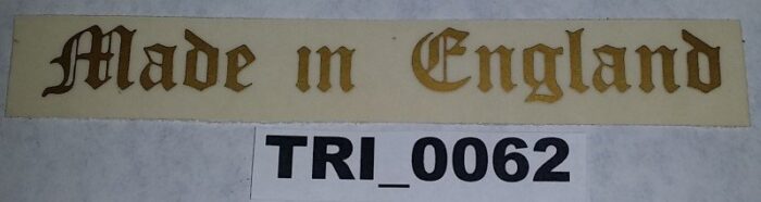 Triumph Made in England Decal - Gold - 4" x 7/8"