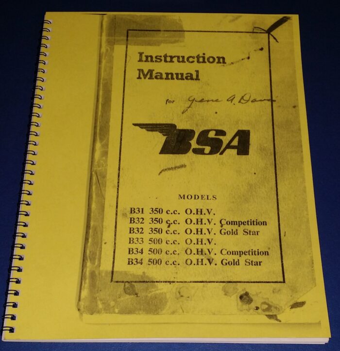BSA B Series Instruction Manual