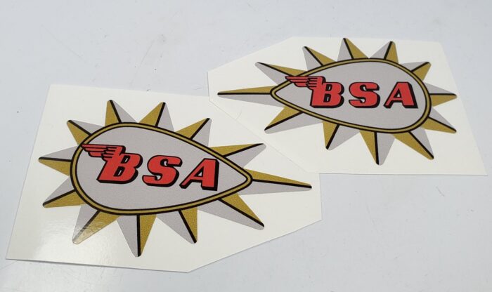 BSA Spiked Tear Drop Decal Set - 137mm x 86mm - Sold as Pair