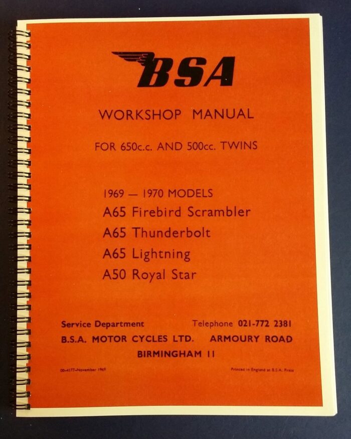BSA A50 & A65 Service Manual / Workshop Manual - 1969-70 Twins - Reprint