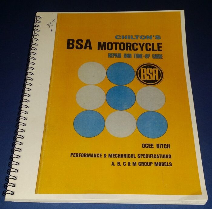 Chilton's BSA Motorcycle Repair and Tune-Up Guide - Performance & Mechanical Specs - A,B,C,M Models - Reprint