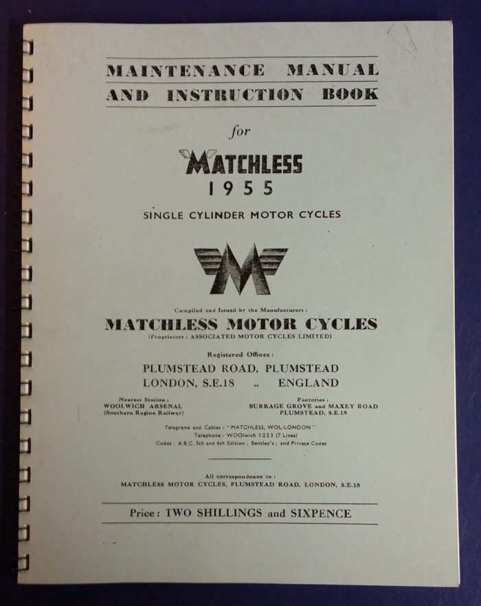 Matchless Service Manual - 1955 - Single Cylinder Models