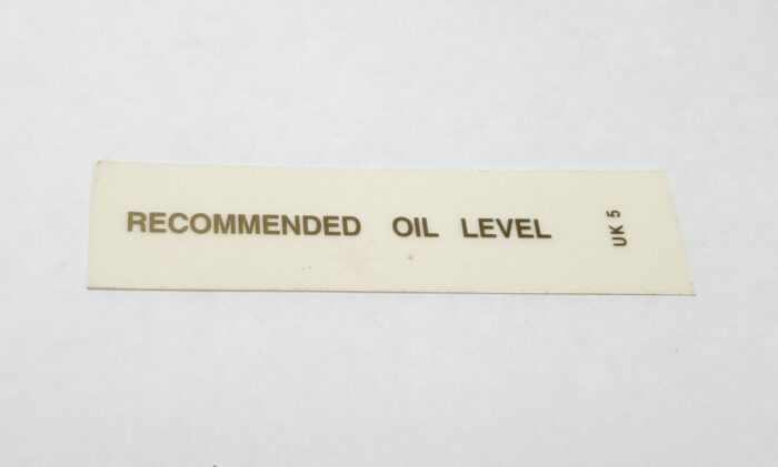 Norton "Recommended Oil Level" Decal - Gold