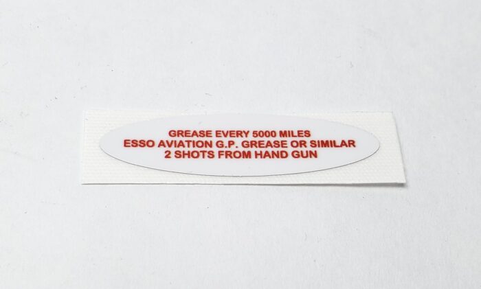 Triumph Grease Every 5000 Miles Decal - Red - 1-13/16" x 1/2"