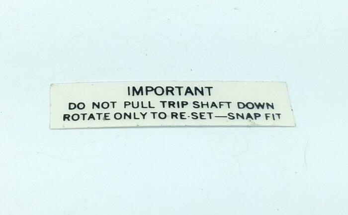 Triumph "Important Do Not Pull Trip Shaft Down" Decal - Black - 1-15/16" x 1/2"