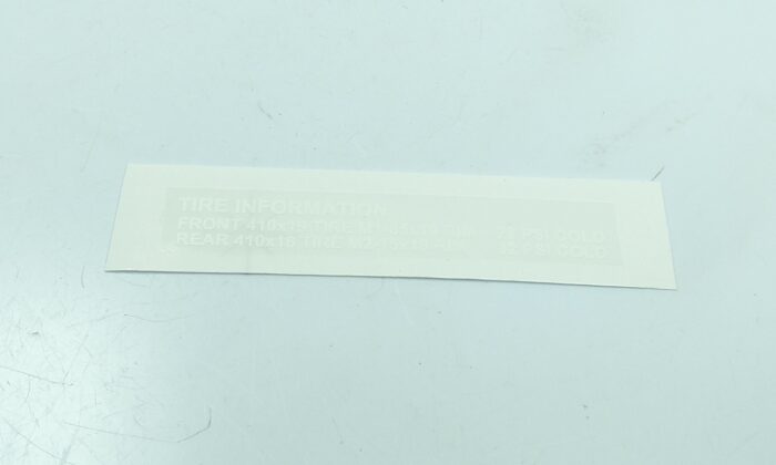 Triumph Tire Information - Pressure / Size Decal - 2-7/8" x 1/2"