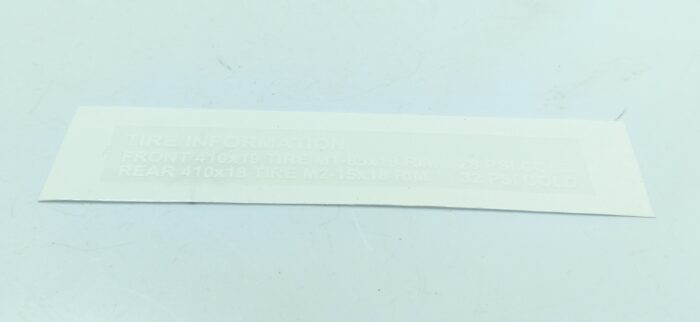 Triumph Tire Information - Pressure / Size Decal - 2-7/8" x 1/2" - Image 2