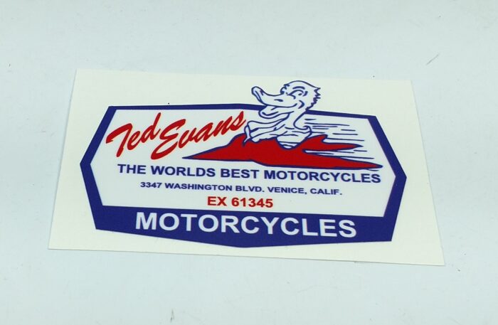 Triumph Ted Evans Motorcycles Decal - 3-1/4" x 2-3/16"