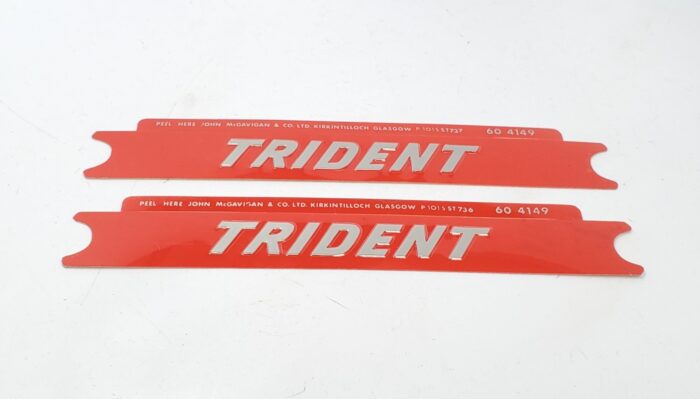 Triumph Trident Decal Set - Raised Lettering - Sold in Pair - Red - 6-7/8" x 7/8"