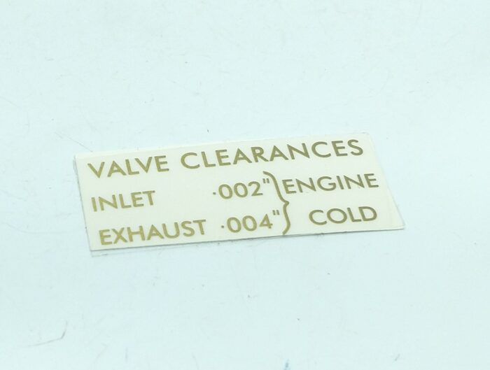 Triumph Valve Clearance Decal - Gold - 1-7/8" x 3/4"