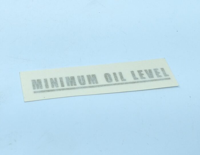 Triumph "Minimum Oil Level" Die Cut Decal - Gold - 3" x 3/8"