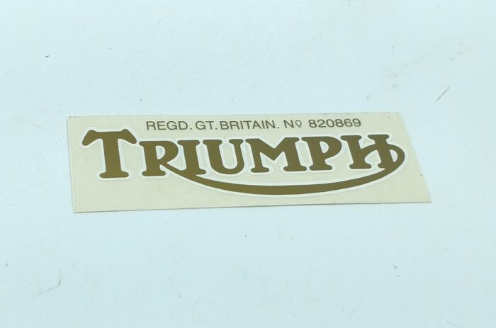 Triumph Logo Decal - Gold with White Outline - 2-1/2" x 15/16"