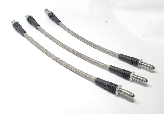 1975 Norton Mk3 Commando Brake Hose Kit - Clear Coated Braided Stainless Steel - USA