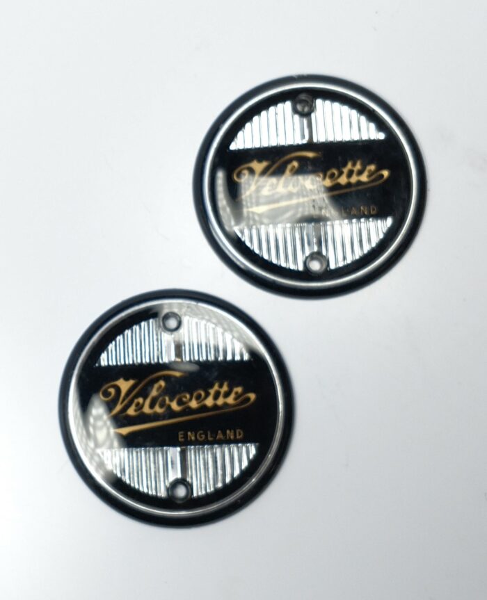Velocette Round Badge Set - Sold in Pair - Black / Silver / Gold - Image 2
