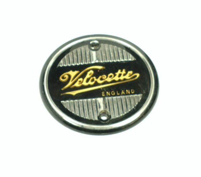 Velocette Round Badge Set - Sold in Pair - Black / Silver / Gold