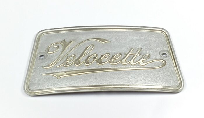 Velocette Tank Badge Set - Oblong - Silver and Gold - UK - Sold as Pair