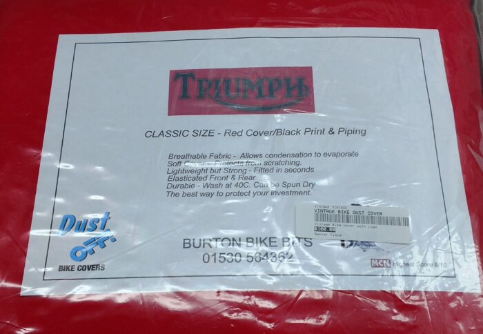 Triumph Motorcycle Dust Cover - Red (photo is black - You will receive a Red Cover) - Image 2