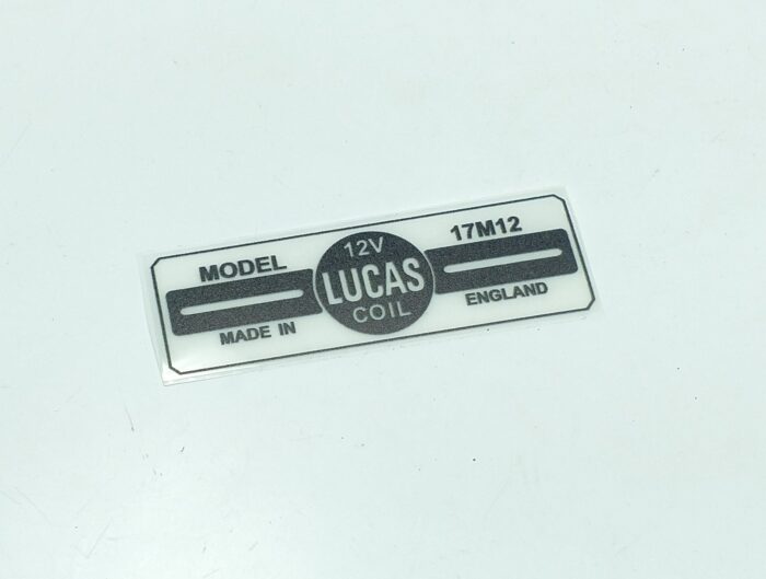 Triumph Lucas 12V Coils Decal - NOT STRETCHED OUT - SEE SIDE-BY-SIDE PHOTOS