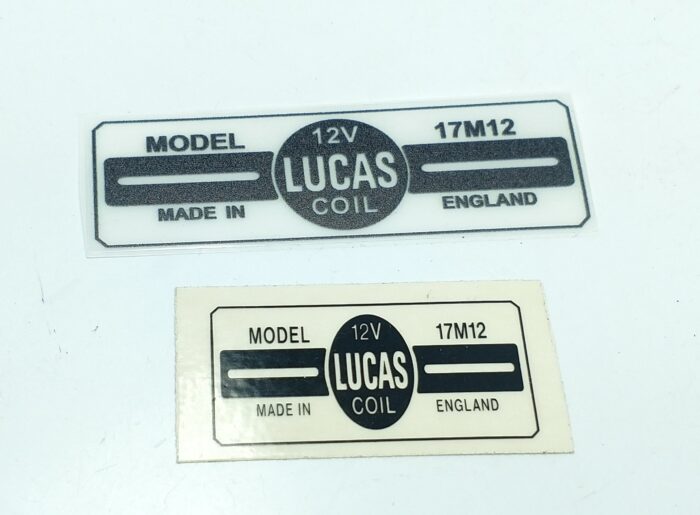 Triumph Lucas 12V Coils Decal - NOT STRETCHED OUT - SEE SIDE-BY-SIDE PHOTOS - Image 2