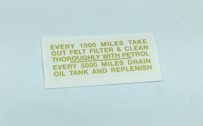 AJS Oil Filter and Oil Change Information Decal