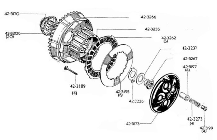 4 Spring Clutch Conversion Assembly - BSA A7 / A10 - Image 2