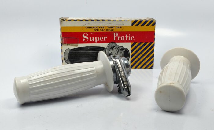 Super Pratic Throttle Twist Assembly with White Gran Turismo Grips - NOS - Sold AS-IS - Image 2