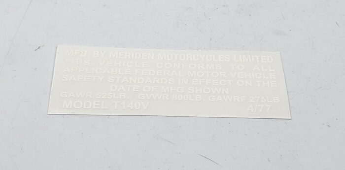 1977 Triumph T140 and Silver Jubilee Safety Decal