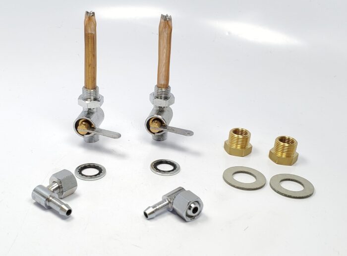Triumph Flat Blade Petcock Set and BSA Gas Tank Adapter - With 90 Degree Elbow and 4 Sealing Washers - UK - Image 2