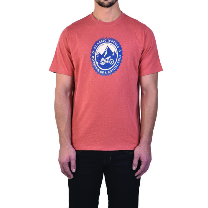 Royal Enfield "Mountain on a Motorcycle" T-shirt, Rust
