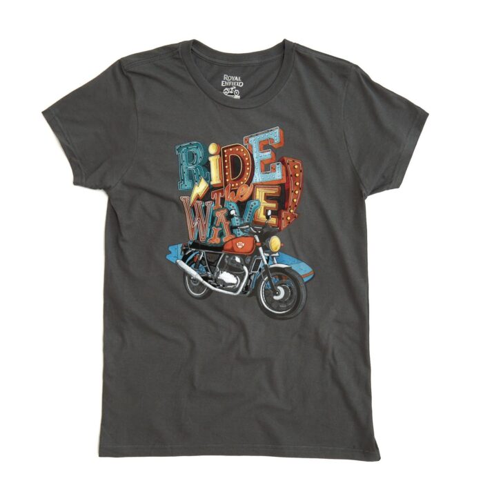 Royal Enfield "Ride The Wave" Women's T-shirt, Charcoal
