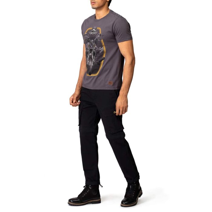 Royal Enfield "Dodge The Bullet" Tee, Grey - Image 3