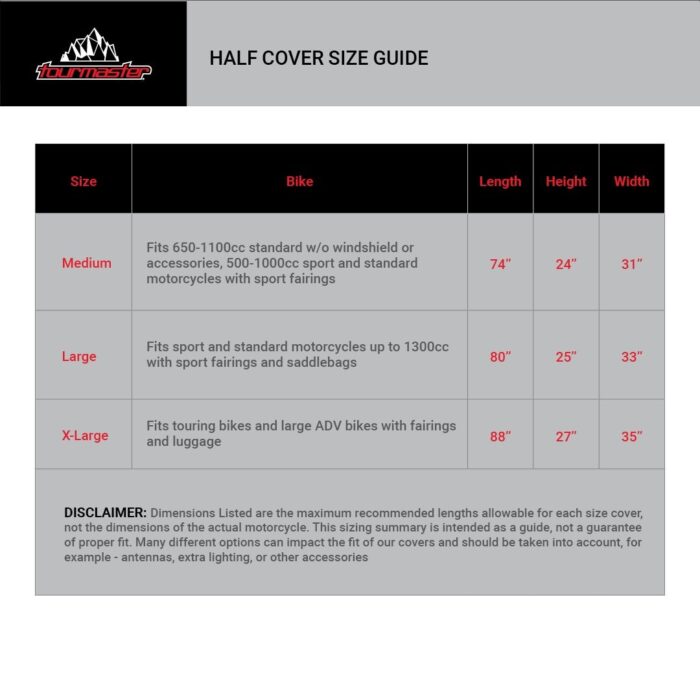 Tour Master "Select" Motorcycle Half Cover - Image 3