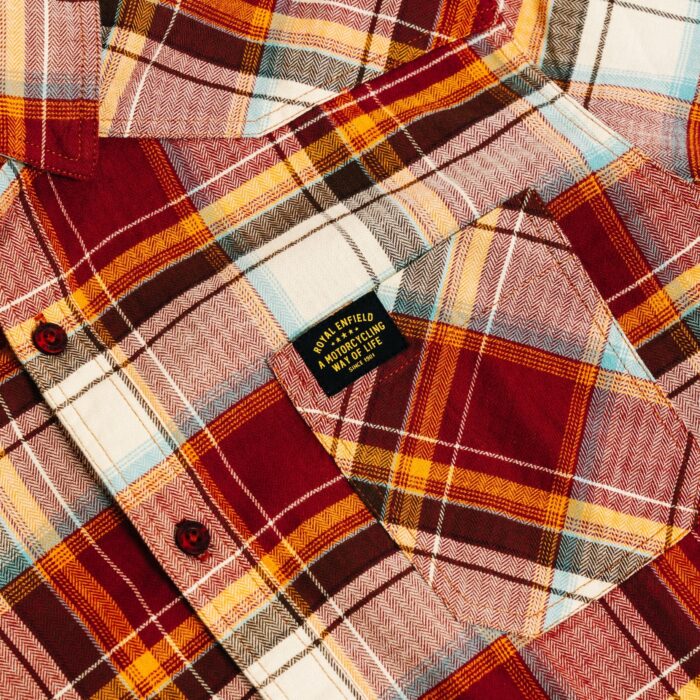 Royal Enfield "Mid Weight Flannel" Shirt, Orange - Image 3
