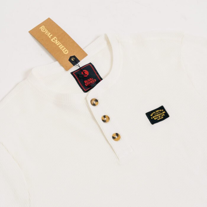 Royal Enfield "Waffle" Henley, White - Image 2